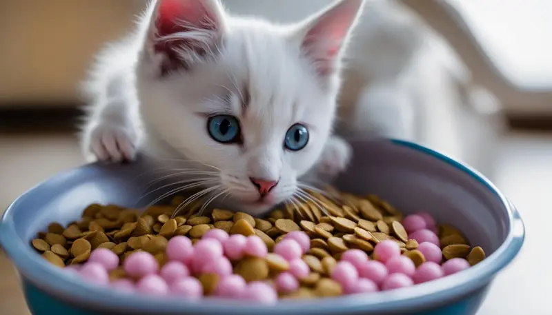 kitten eating from a bowl
