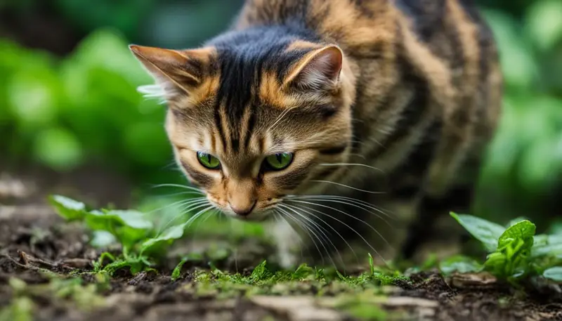 cat eating a slug