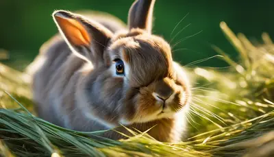 rabbit eating hay
