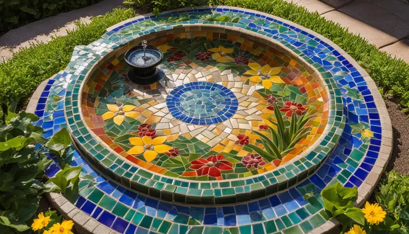 mosaic bird bath