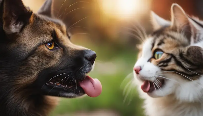 dog and cat interaction