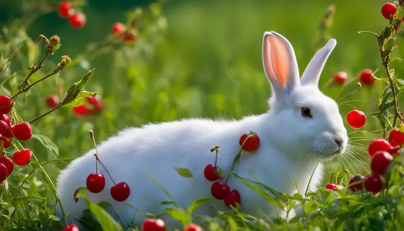 rabbit eating cherries