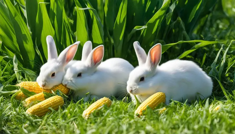 feeding corn to domestic rabbits