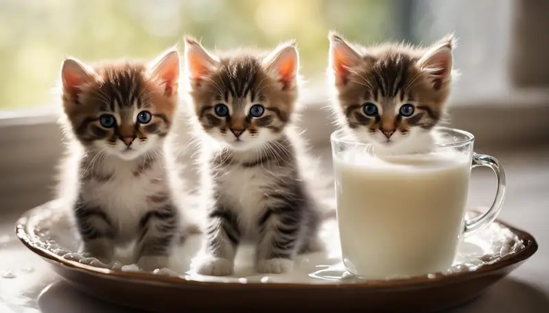 kittens drinking milk