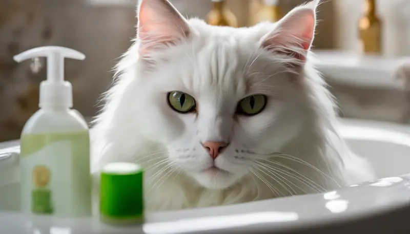cat bathing