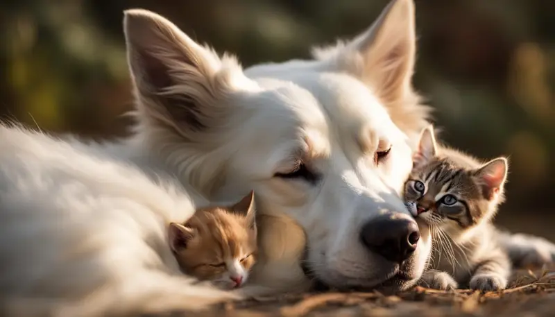 dog producing milk for kittens