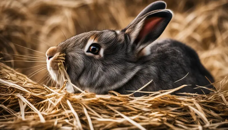 rabbit eating hay