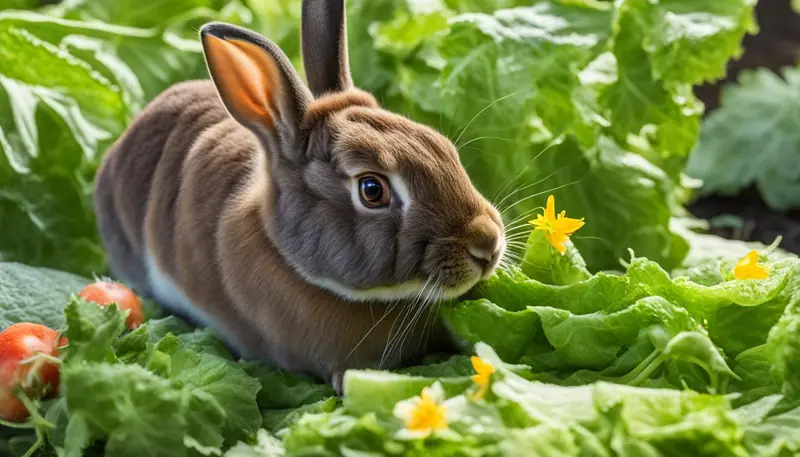 Rabbit eating cucumber