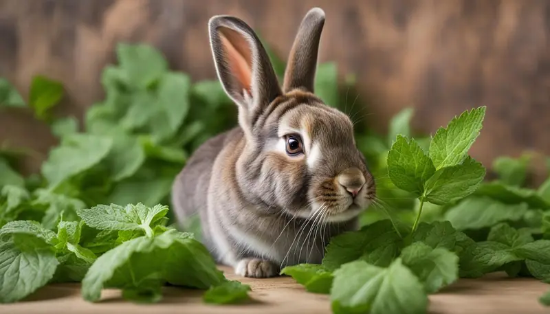 rabbit eating catnip