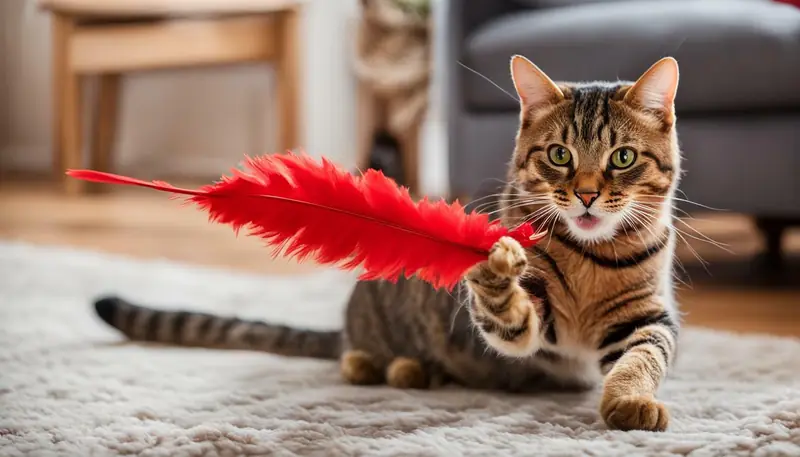 Cat engaging with interactive toy