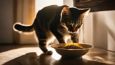 cat eating from a bowl
