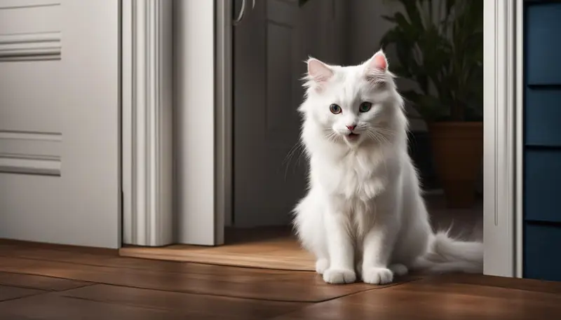 cat meowing at the door