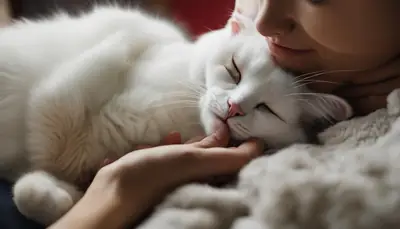 Cat being gently petted