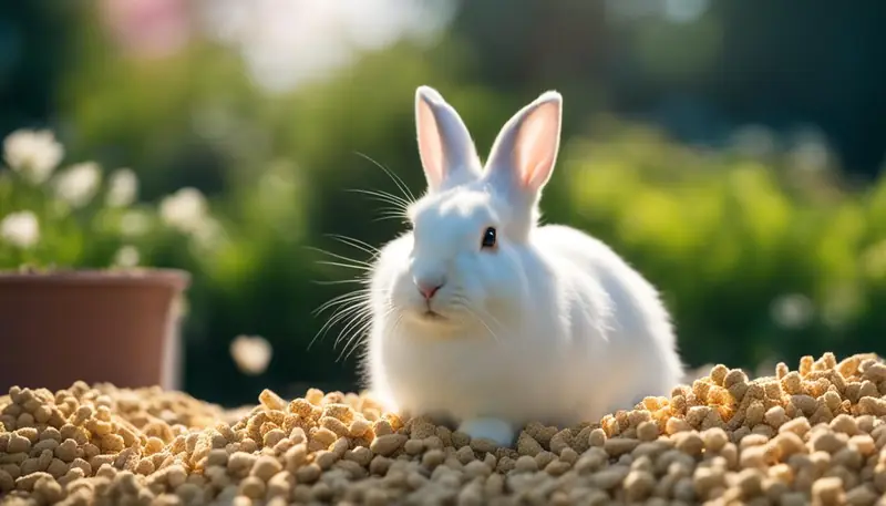 rabbit with cat litter