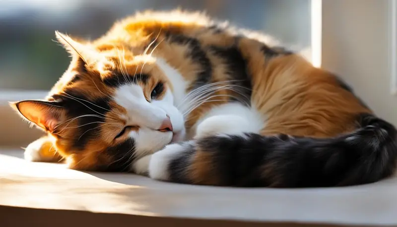 Cat sleeping with head down