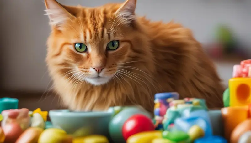 Cat eating from a bowl