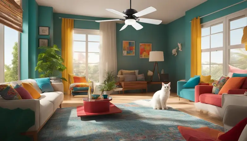cute cat on ceiling fan