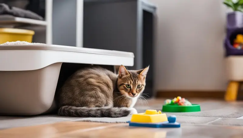 cat covering poop