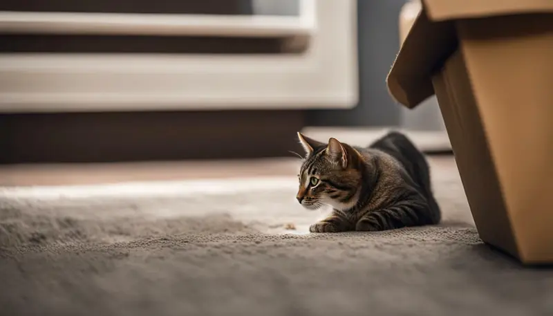 cat playing in litter box