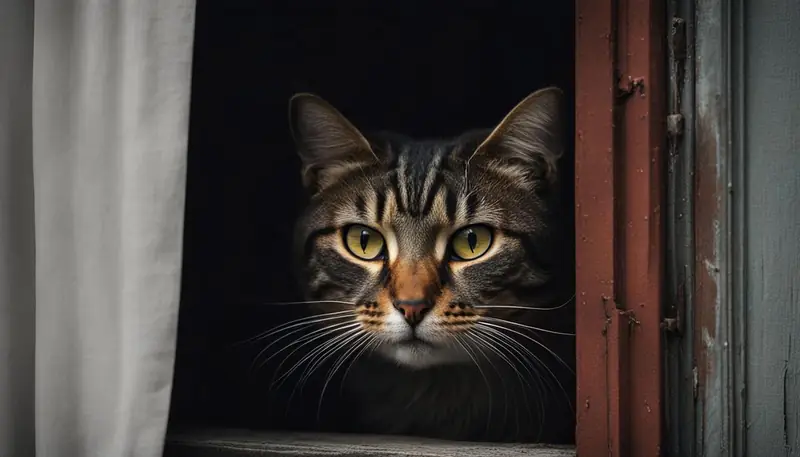cat hiding in a carrier