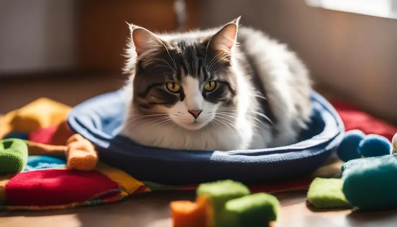 Cat sleeping in litter box