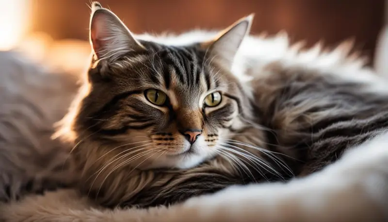 cat sleeping in bed
