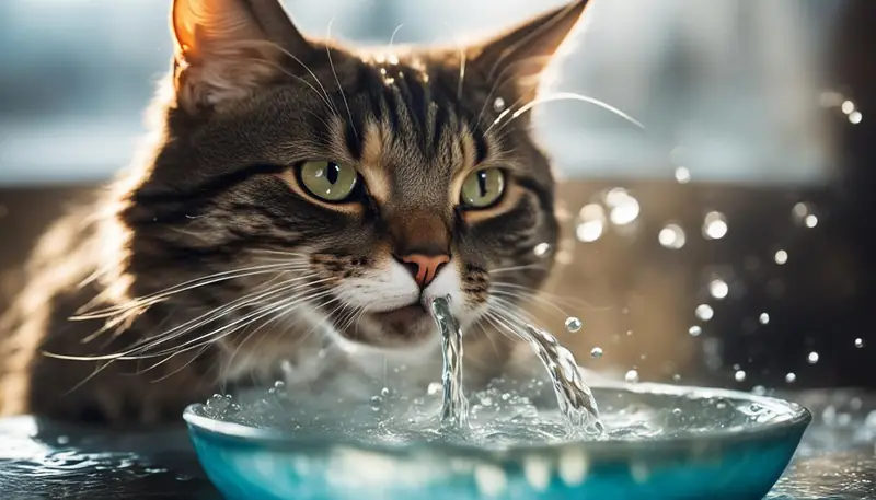 cat playing with water