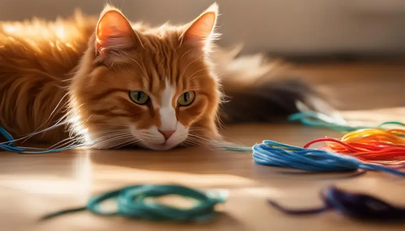 cat with hair tie