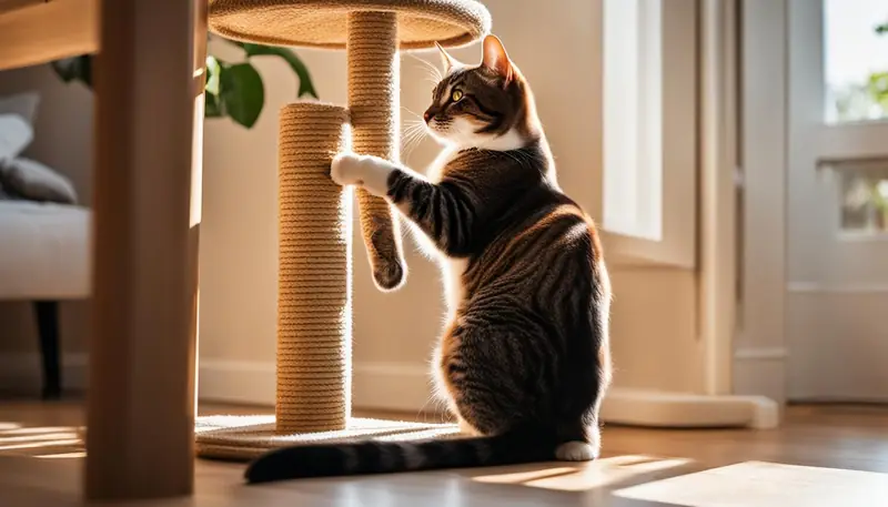training a cat to use a scratching post