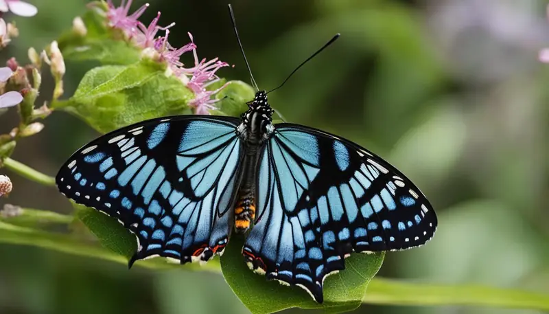 Caterpillar transforming into butterfly
