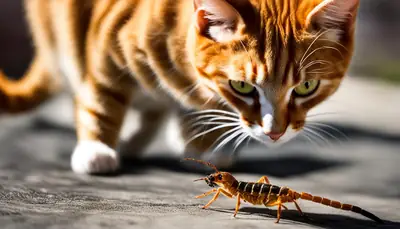 cat with scorpion