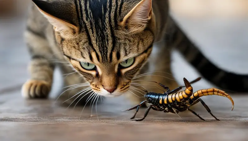 cat behavior with scorpions