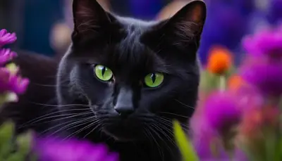 Cats smelling flowers