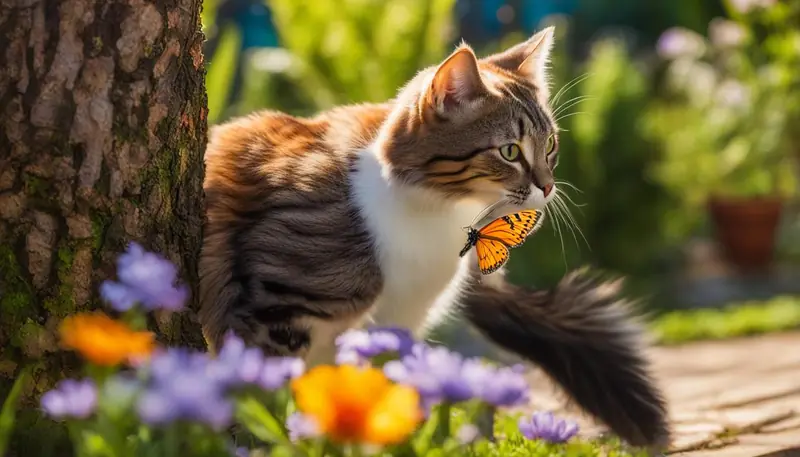 Curious female cat exploring
