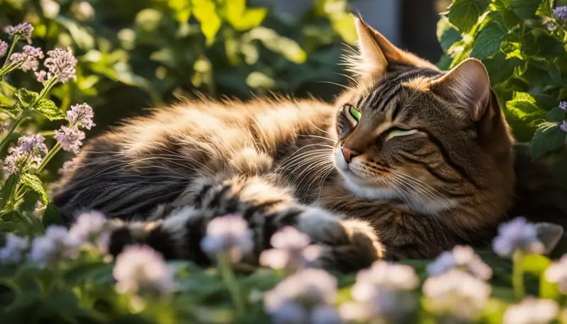 cat sleeping on catnip