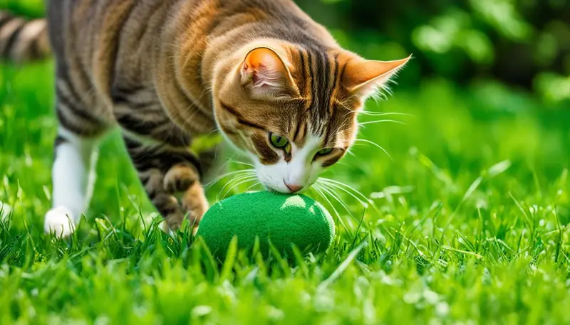 cat playing with catnip toy