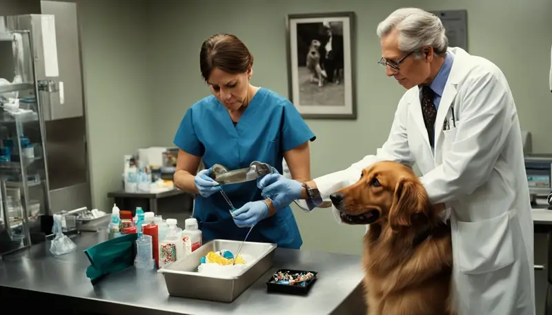vet care for dog eating candy wrapper