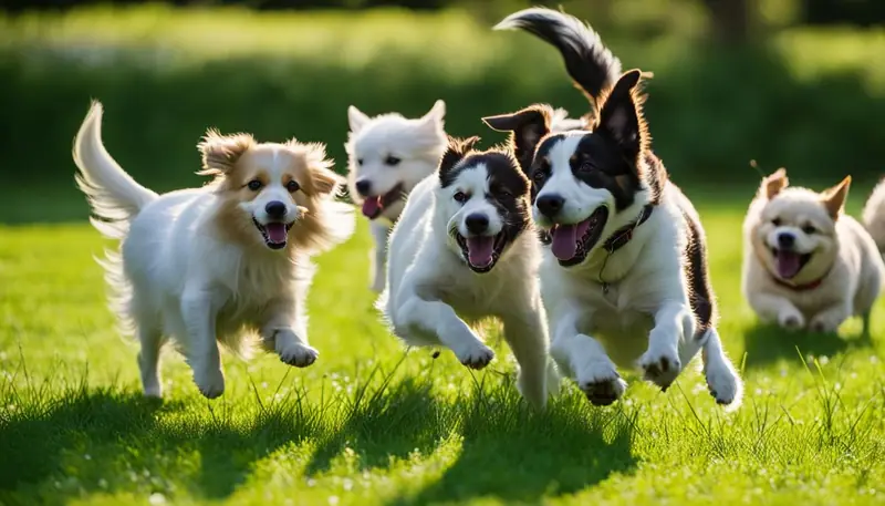 dogs playing in the park