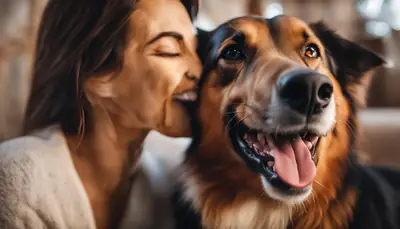 dog licking face