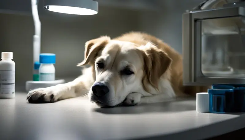 dog staying overnight at the vet