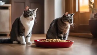 compassionate cat sharing meals