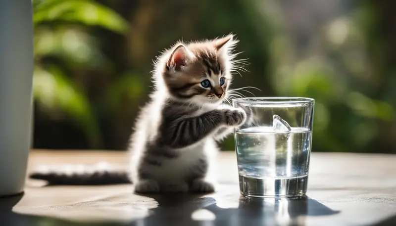 kitten drinking water
