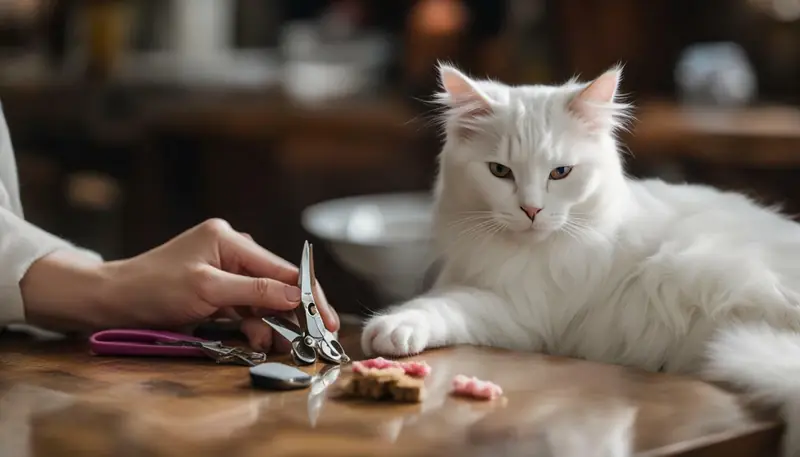 cat getting nails trimmed