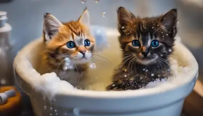 Bathing a cat