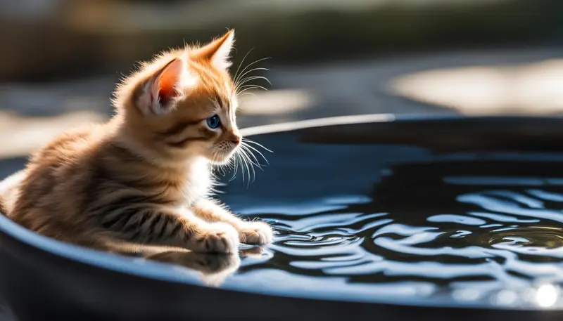 introducing water to a kitten
