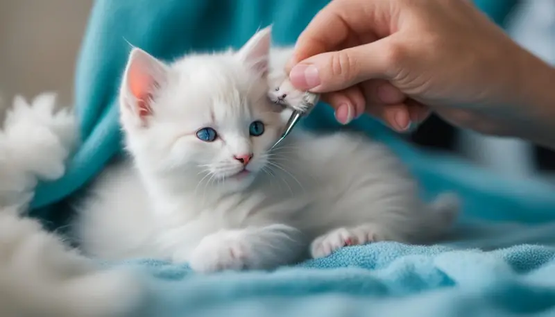 grooming a young kitten