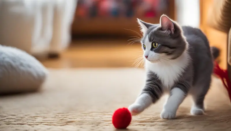 cat playing with toy mouse