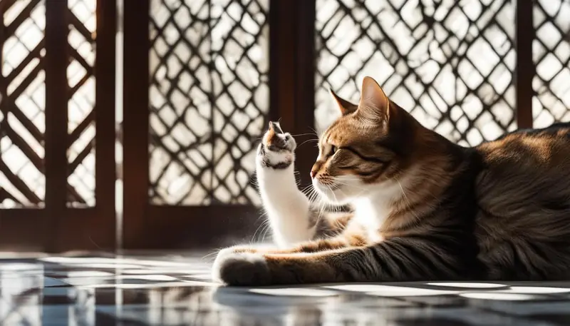 Grooming a cat