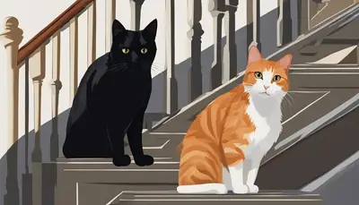 cats on stairs