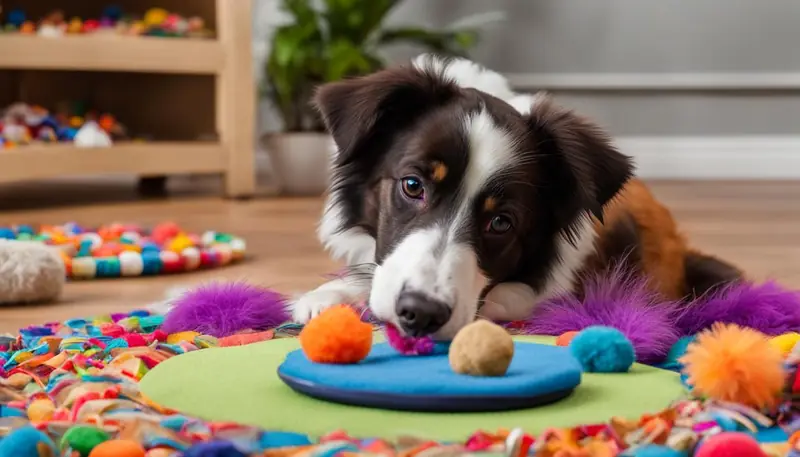 dog using a snuffle mat